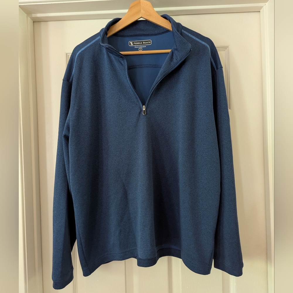 Pebble Beach Men's Size Large Blue Quarter Zip-Up Performance Jacket
